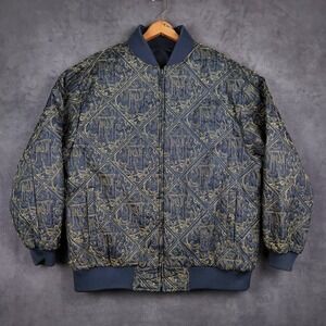 Vintage Brooklyn Mint Notorious BIG Reversible Bomber Jacket‎ Mens XXL Blue Gold